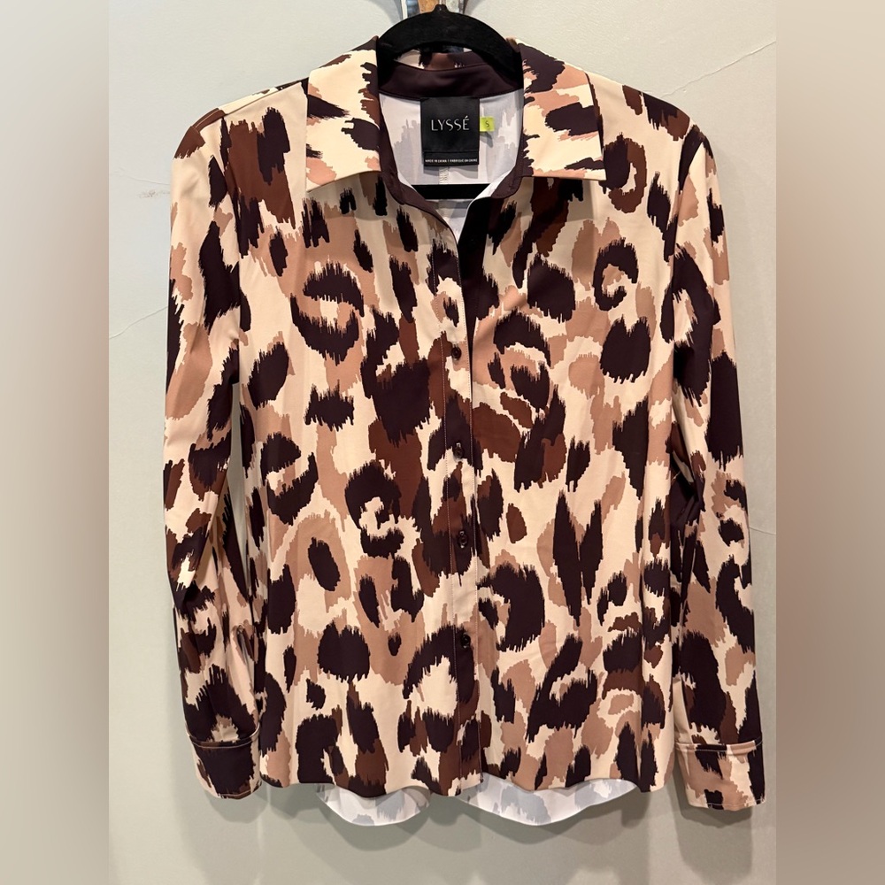 LYSSE Abstract Print Button-Up Shirt - Brown & Cream